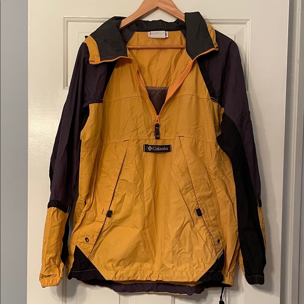Vintage Columbia Men's Yellow/Black/Grey Windbreaker